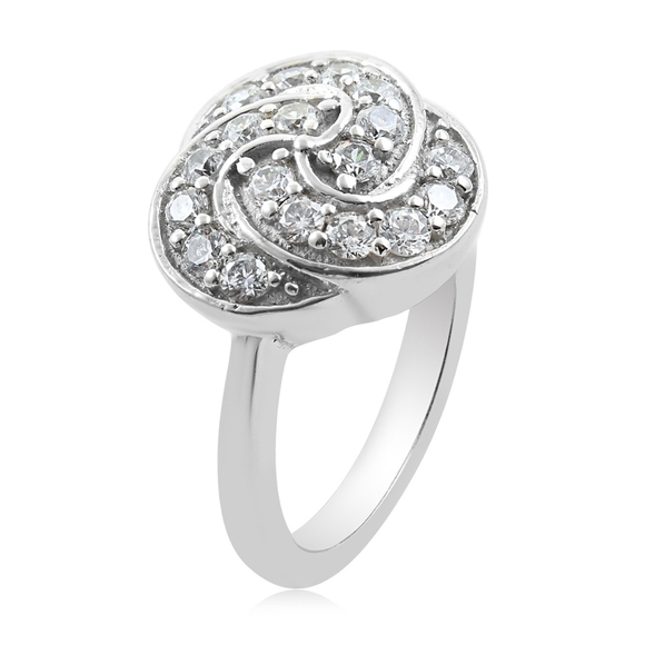karis Jewelry - PLATINUM OVER STERLING SIMULATED DIAMOND SWIRL RING